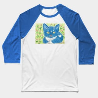 Blue kitten cat art Baseball T-Shirt